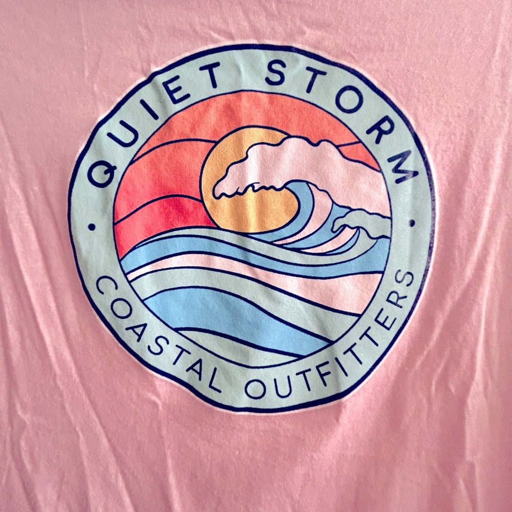 * New Quiet Storm Long Sleeve Pale Pink Wave Surf Beach Design SZ Small *